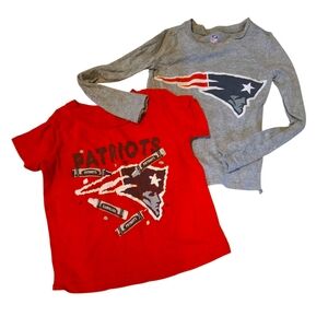 Patriots Kids Long Sleeve and Short Sleeve Shirt Set - Red and Gray 2/3T